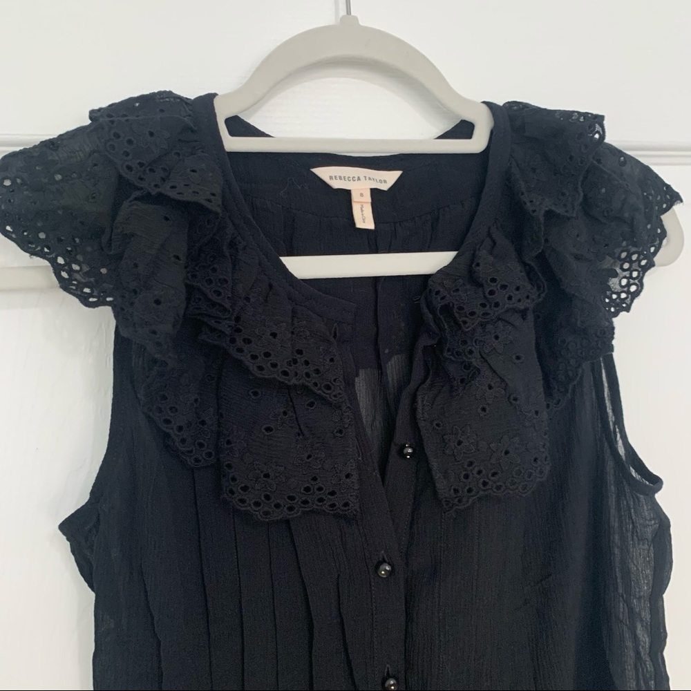 Rebecca Taylor Ruffled Eyelet Button Shirt